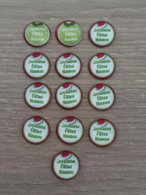 Cabochons Verre "Joyeuses Fêtes Nounou"